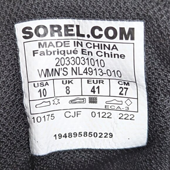 Sorel* Women's Out N About Lace-Up Waterproof Material Black Wedge Boot~ US 10 - Picture 3 of 12